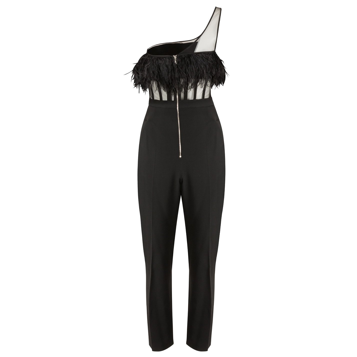 david koma feather jumpsuit