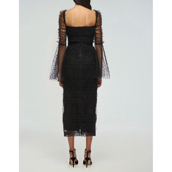 Self-Portrait Dot Mesh Midi Dress