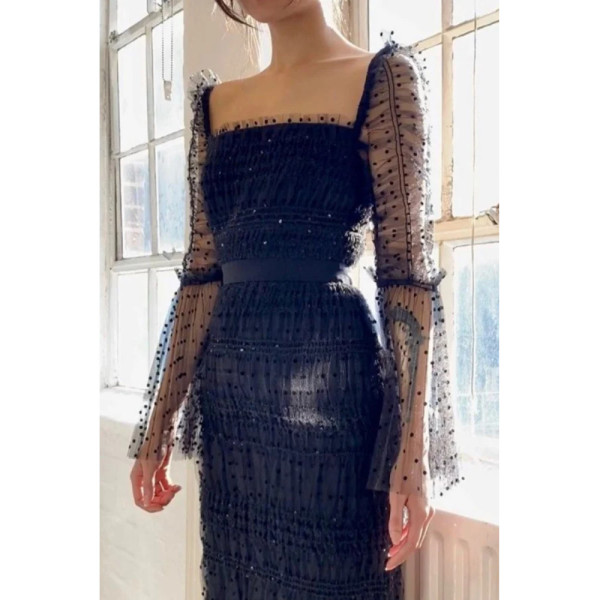 Self portrait mesh midi dress discount