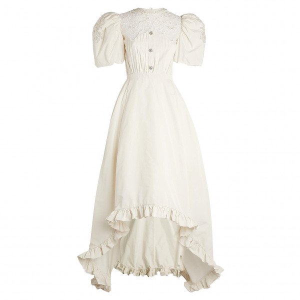 Rent Buy Alessandra Rich Lace Ruffle Trim Dress MY WARDROBE HQ