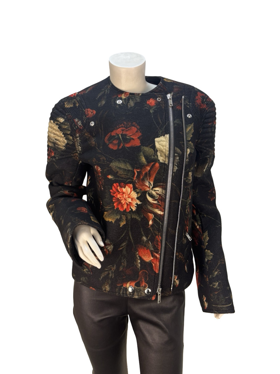Givenchy Floral Print Wool Biker Jacket