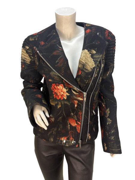 Givenchy Floral Print Wool Biker Jacket