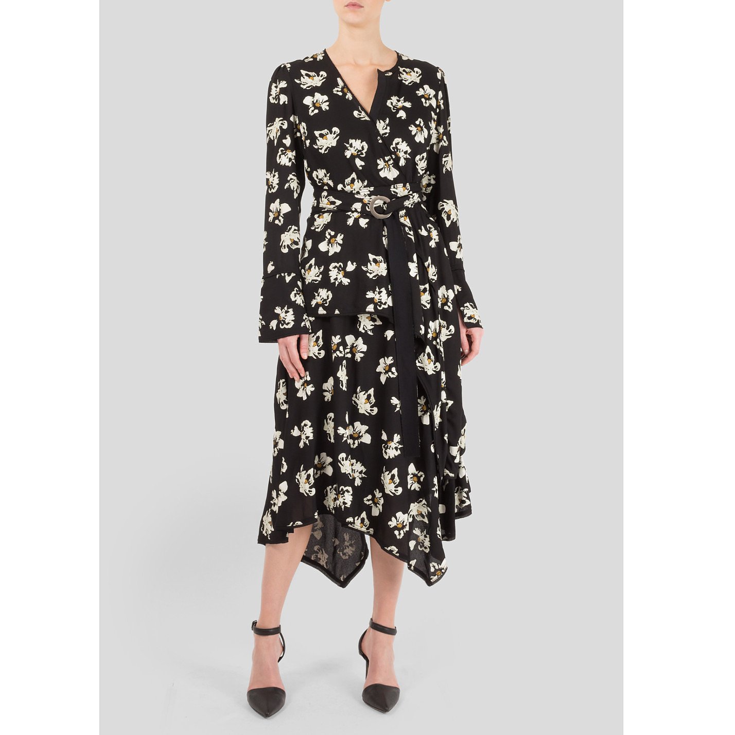 Proenza Schouler Wrap-Effect Printed Crepe Midi Dress