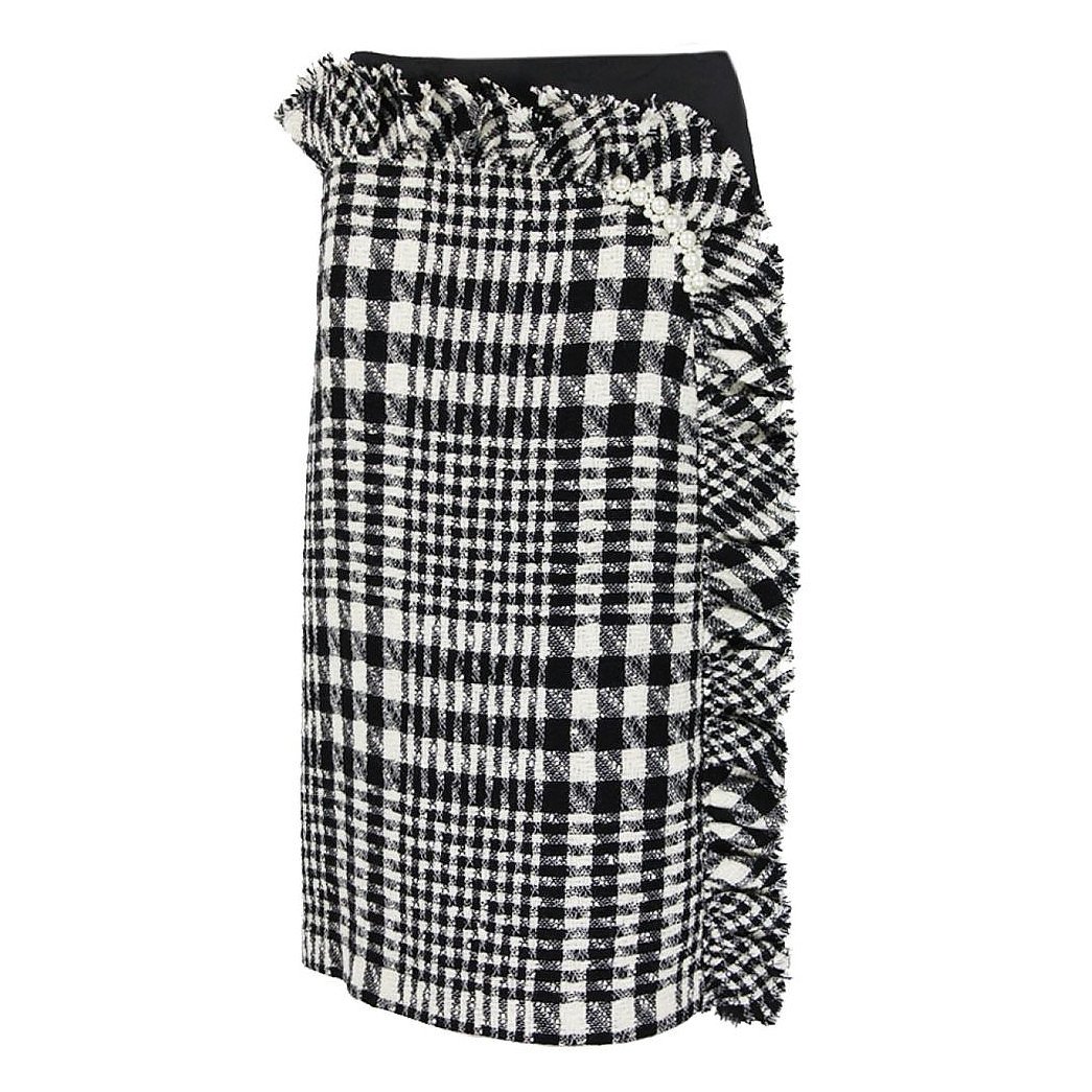 Simone Rocha Pearl-Embellished Tweed Skirt