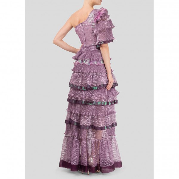 Bora Aksu One Shoulder Tiered Ruffle Gown