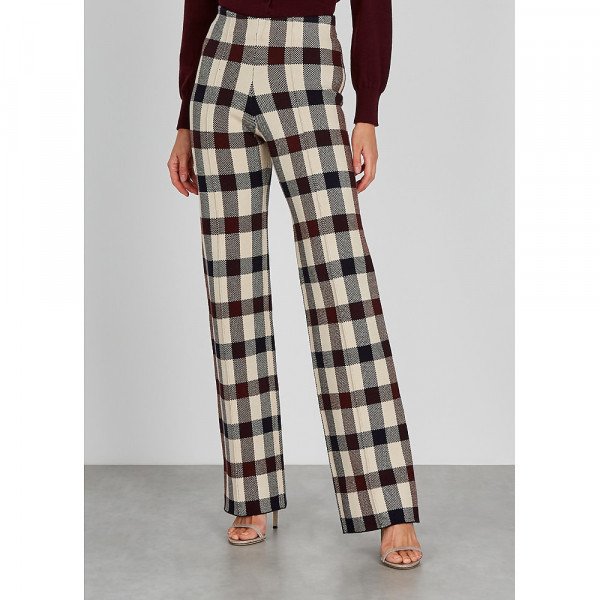 Victoria Beckham Checked Stretch-Knit Trousers