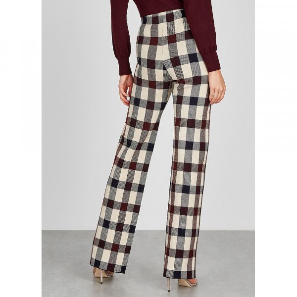 Victoria Beckham Checked Stretch-Knit Trousers