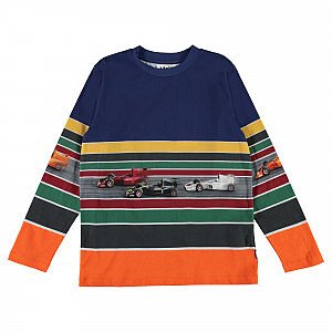 Relz Wide Stripe Long Sleeve Polo T-Shirt by Molo