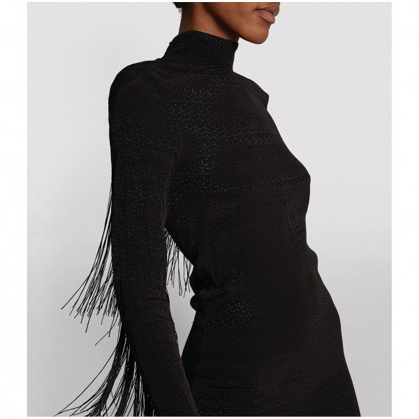 ROTATE Birger Christensen Reba Fringed Midi Dress