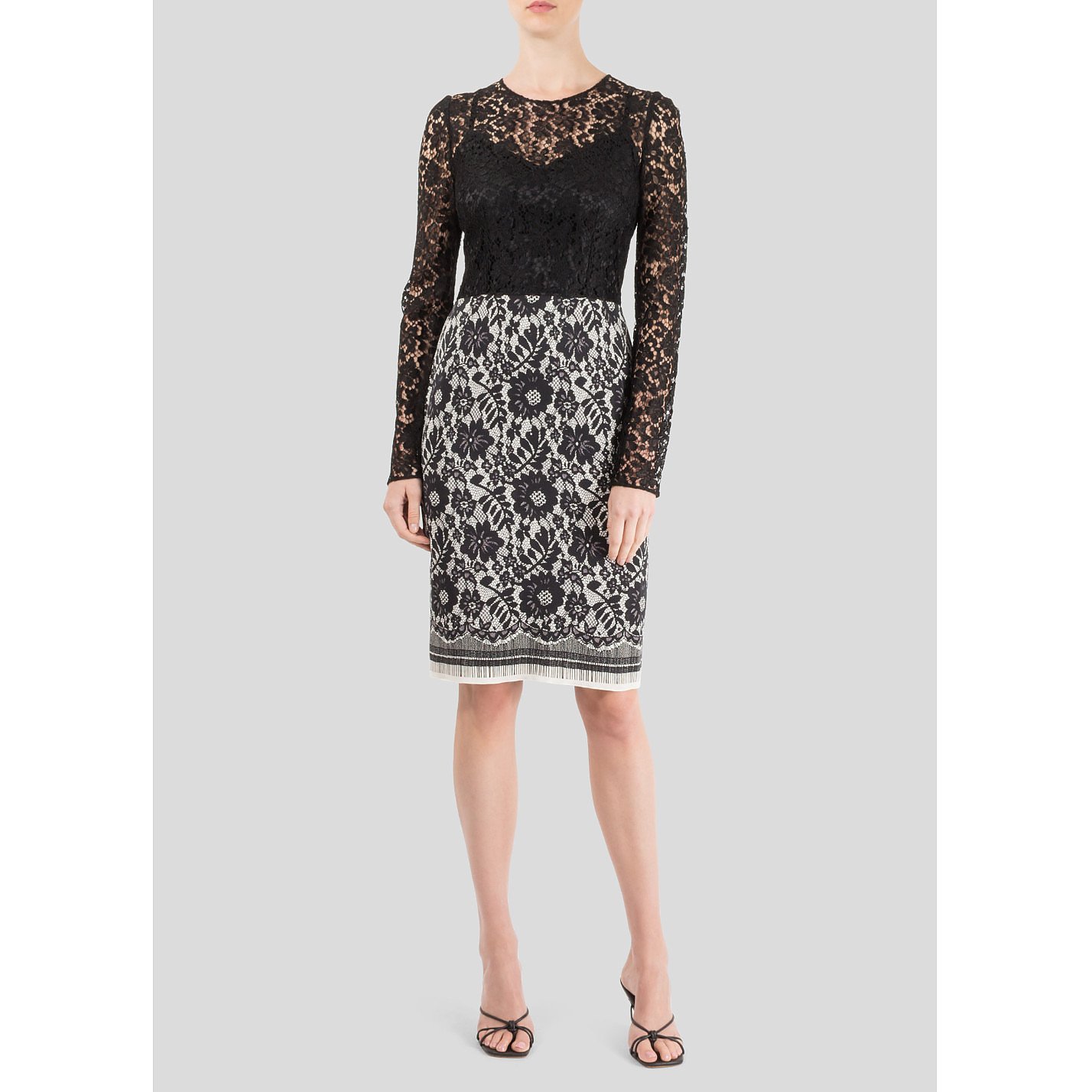 DOLCE & GABBANA Long Sleeve Monochrome Lace Dress