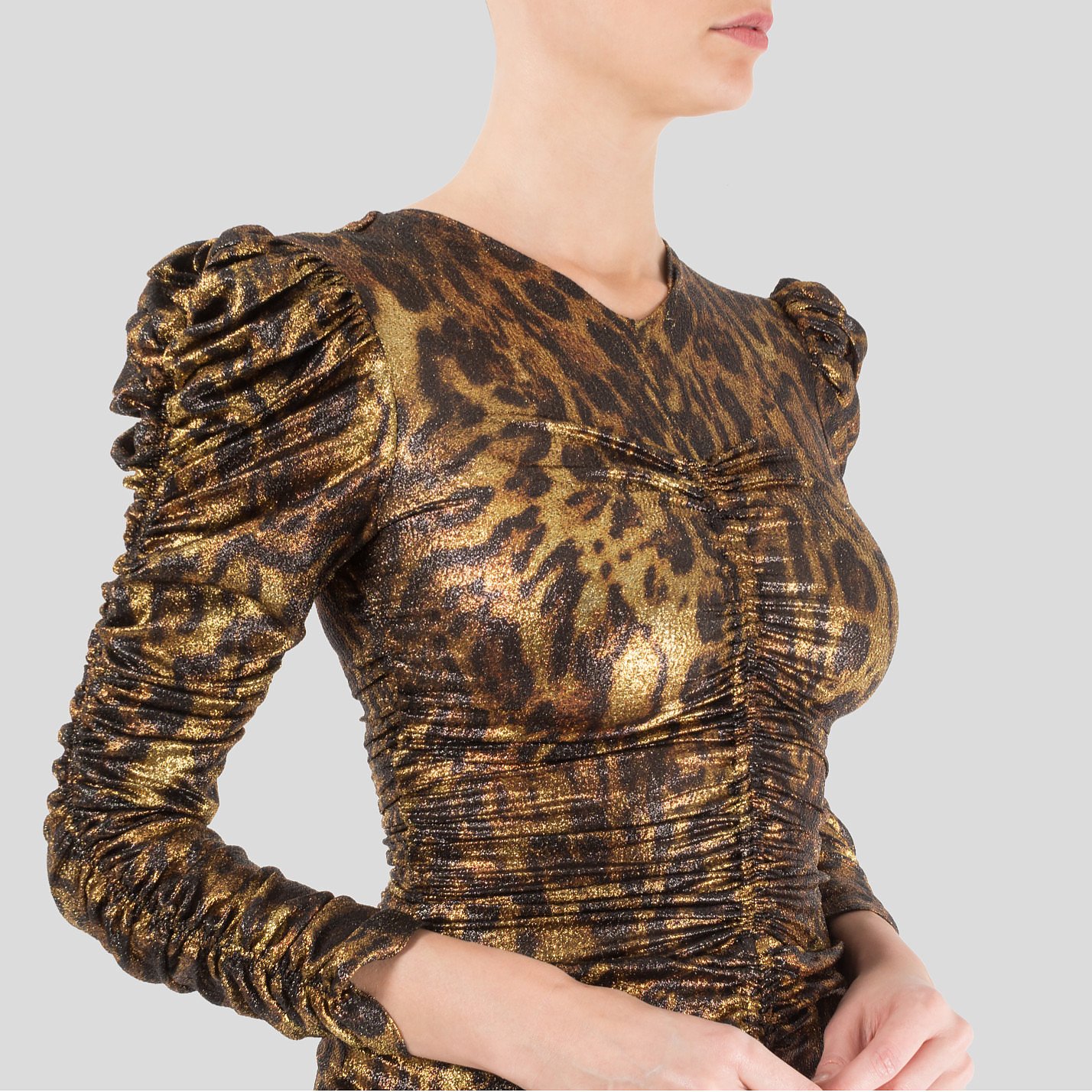 Isabel Marant Ruched Metallic Leopard Dress