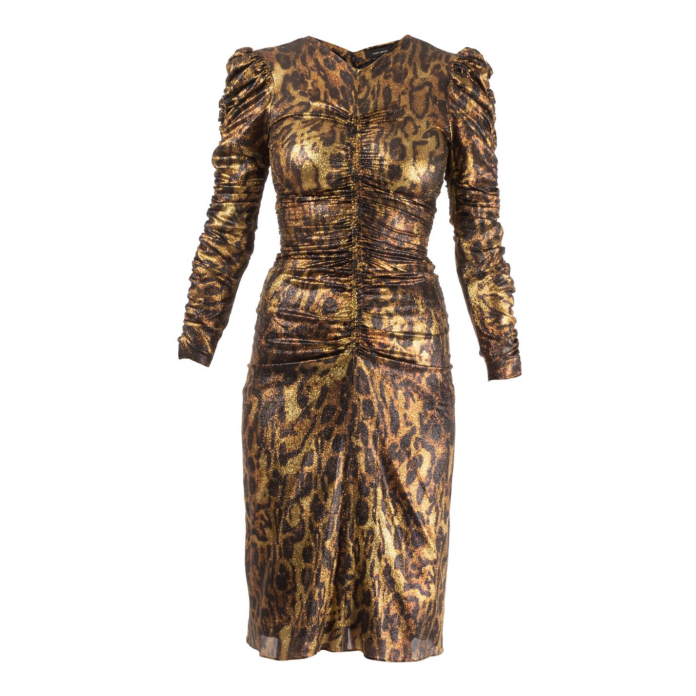 Isabel Marant Ruched Metallic Leopard Dress