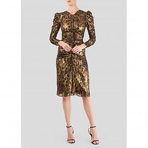 absorberende dele Examen album Rent Buy Isabel Marant Ruched Metallic Leopard Dress | MY WARDROBE HQ