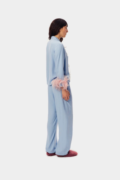 Sleeper Pajama set with bows and detachable feathers in pale blue