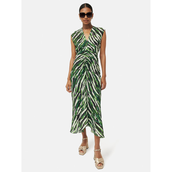 Jigsaw Abstract Zebra Ruched Dress