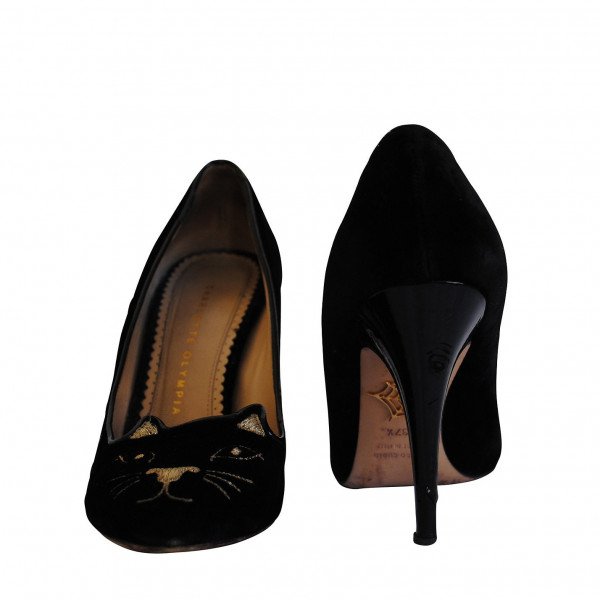 Charlotte Olympia Velvet Kitty Pumps