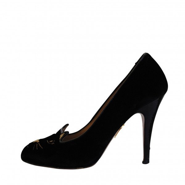 Charlotte Olympia Velvet Kitty Pumps