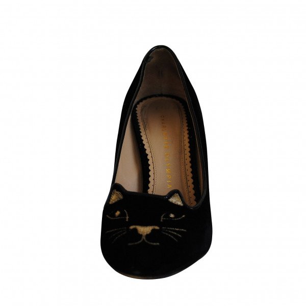 Charlotte Olympia Velvet Kitty Pumps