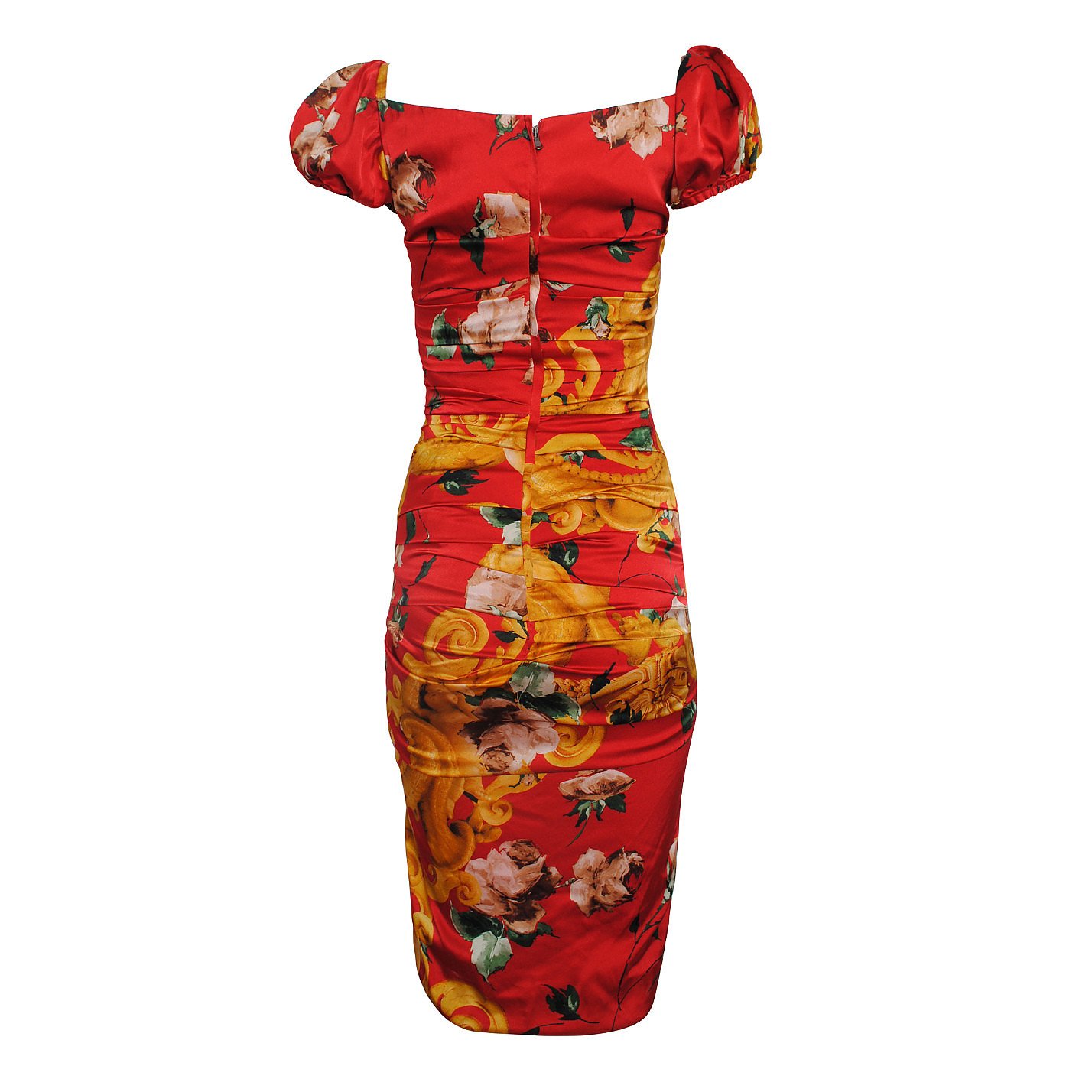 DOLCE & GABBANA Ruched Floral Print Midi Dress