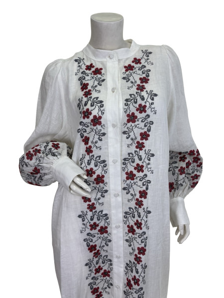ZIMMERMANN Zimmermann Embroidered Floral Button Up Linen Dress