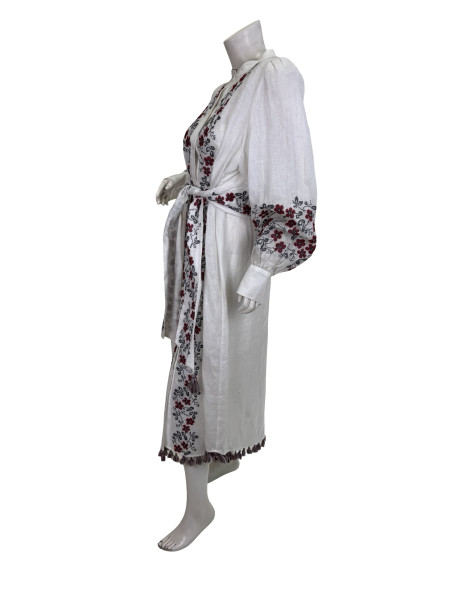ZIMMERMANN Zimmermann Embroidered Floral Button Up Linen Dress