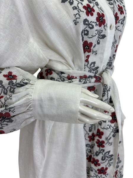 ZIMMERMANN Zimmermann Embroidered Floral Button Up Linen Dress