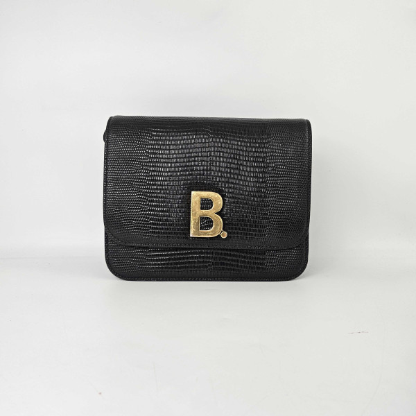 Balenciaga B Small Cross-body Bag (Lizard in Black)