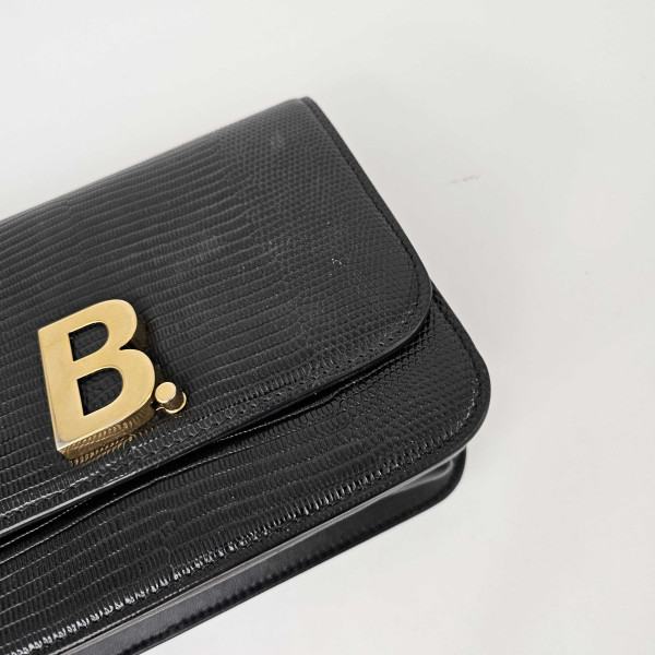 Balenciaga B Small Cross-body Bag (Lizard in Black)