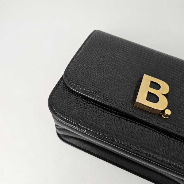 Balenciaga B Small Cross-body Bag (Lizard in Black)