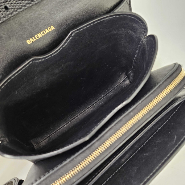 Balenciaga B Small Cross-body Bag (Lizard in Black)