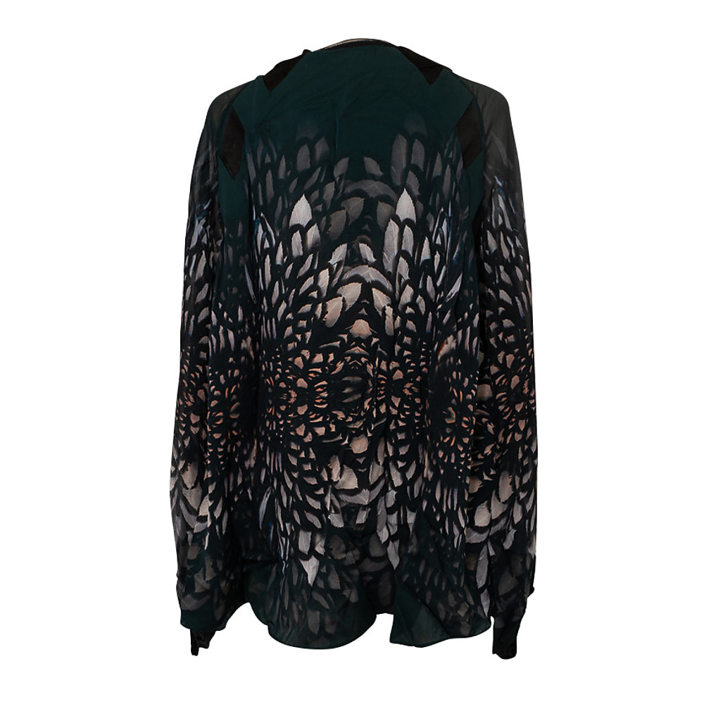 Amanda Wakeley Raven Feather Print and Lace Top
