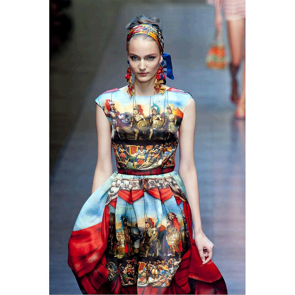 Rent Buy DOLCE & GABBANA Roman Print Silk Dress | MY WARDROBE HQ