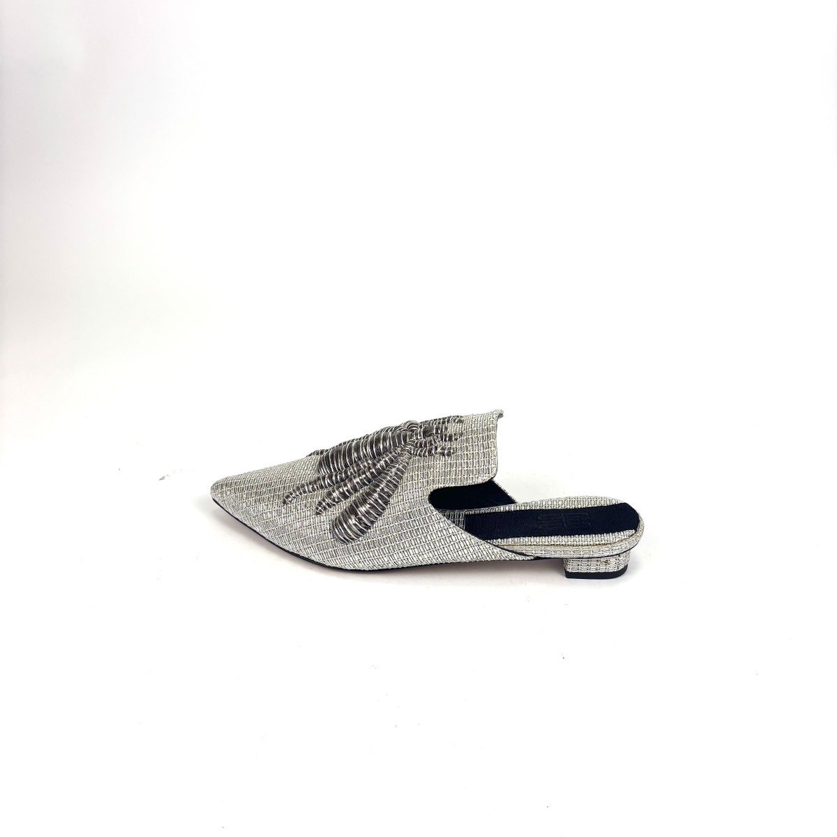 Sanayi Metallic Raffia Embellished Pointed-Toe Mules