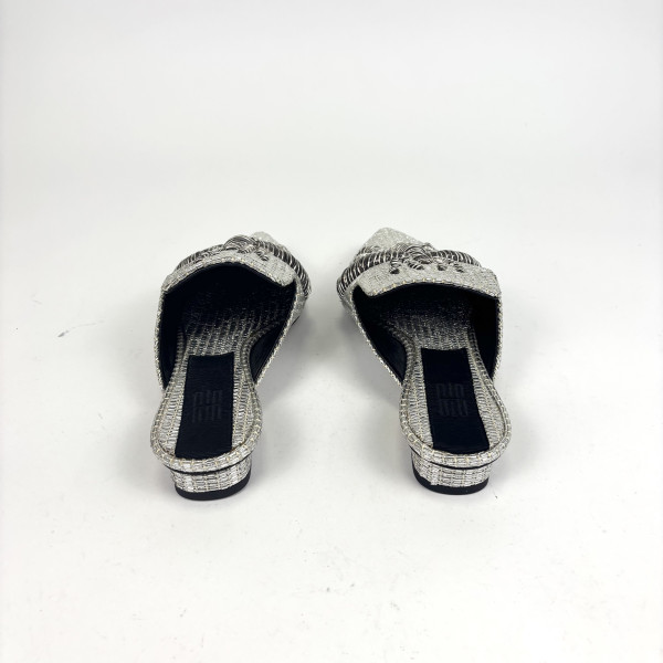 Sanayi Metallic Raffia Embellished Pointed-Toe Mules