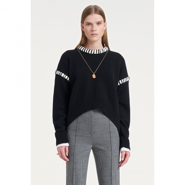 PORTS 1961 Zebra Collar Cropped Length Knit