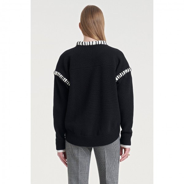 PORTS 1961 Zebra Collar Cropped Length Knit