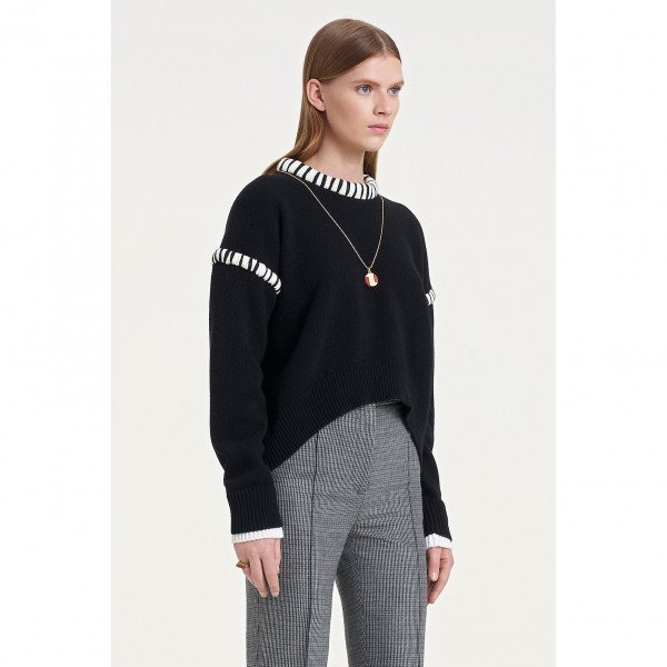 PORTS 1961 Zebra Collar Cropped Length Knit