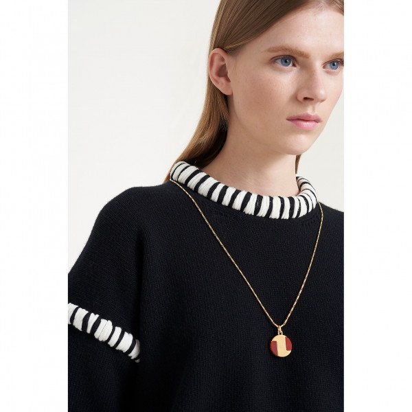 PORTS 1961 Zebra Collar Cropped Length Knit