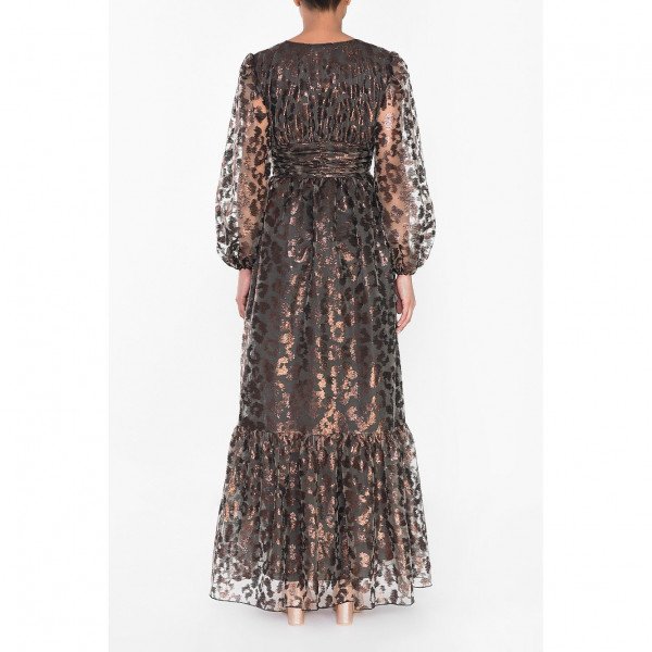 True Decadence Leopard Plunge Button Front Maxi Dress