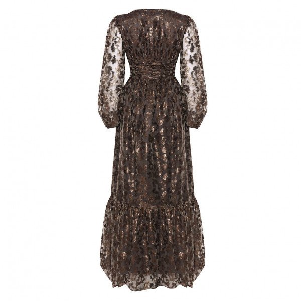 True Decadence Leopard Plunge Button Front Maxi Dress