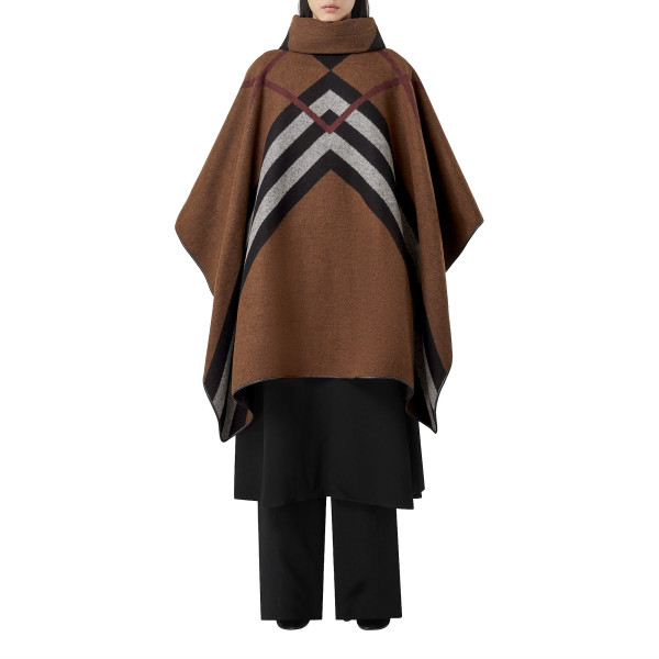 Burberry Chevron Check Cashmere Jacquard Poncho