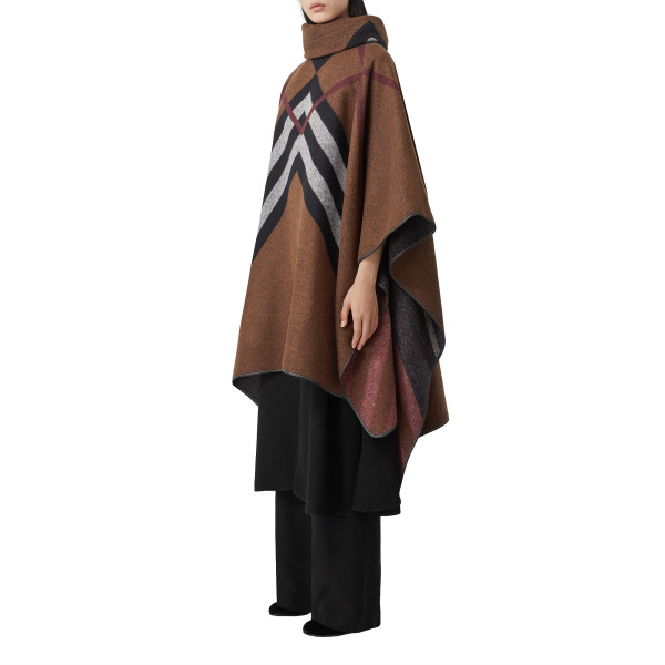 Burberry Chevron Check Cashmere Jacquard Poncho