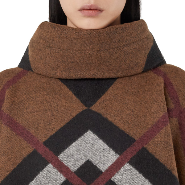 Rent Buy Burberry Chevron Check Cashmere Jacquard Poncho MY WARDROBE HQ