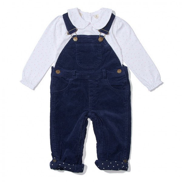 Dotty Dungarees Navy Cord Dungarees