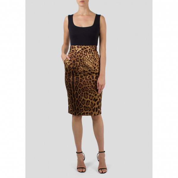 Rent Buy DOLCE GABBANA Leopard Print Pencil Skirt MY WARDROBE HQ