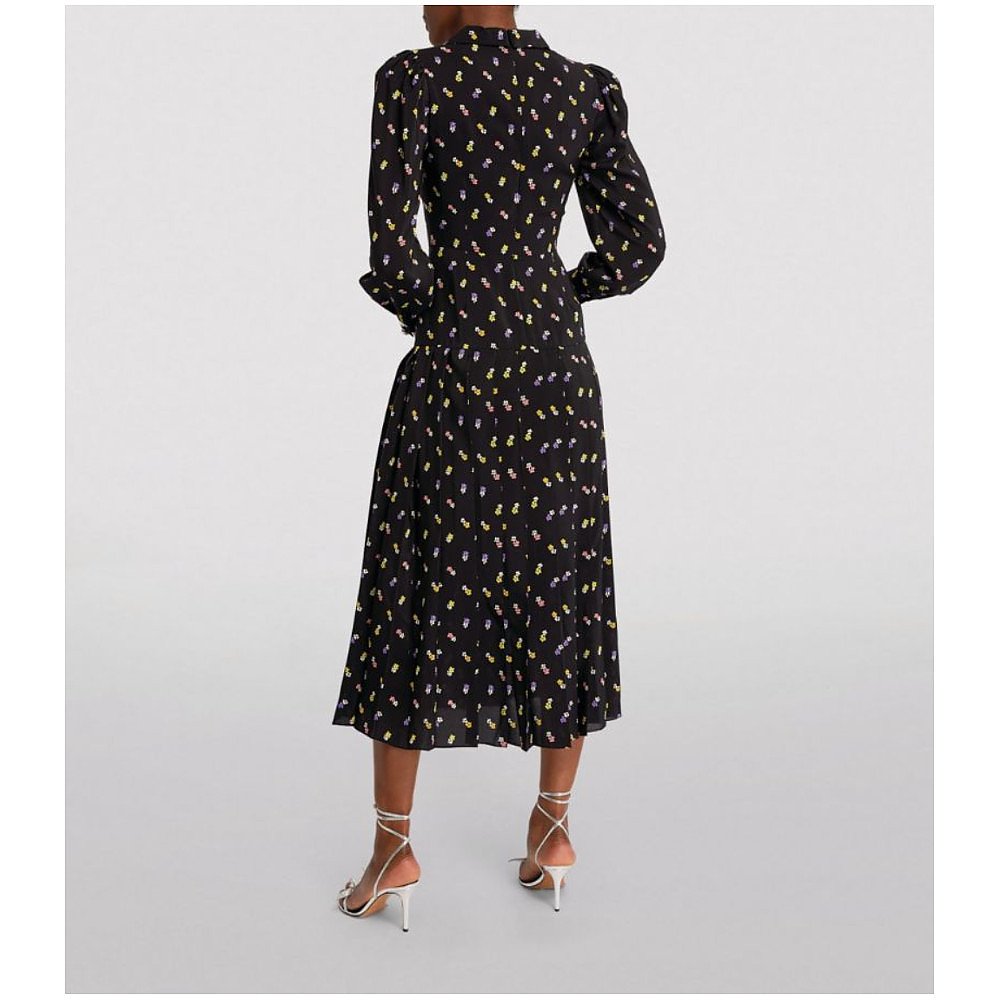 Alessandra Rich Silk Pleated Shirt Dress