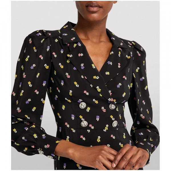 Alessandra Rich Silk Pleated Shirt Dress