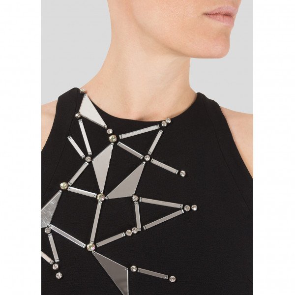 David Koma Mirror-Embellished Midi Dress