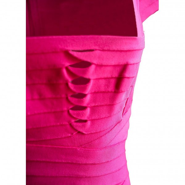 Herve Leger Ruffle-Hem Bandage Dress
