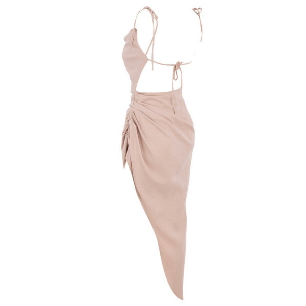 HOUSE OF CB Soluna Sand Thigh Split Draped Maxi